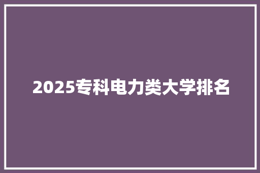 2025专科电力类大学排名