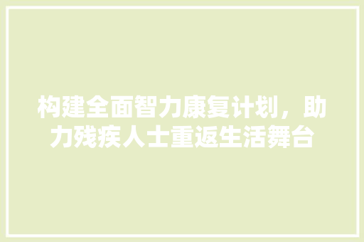 构建全面智力康复计划，助力残疾人士重返生活舞台
