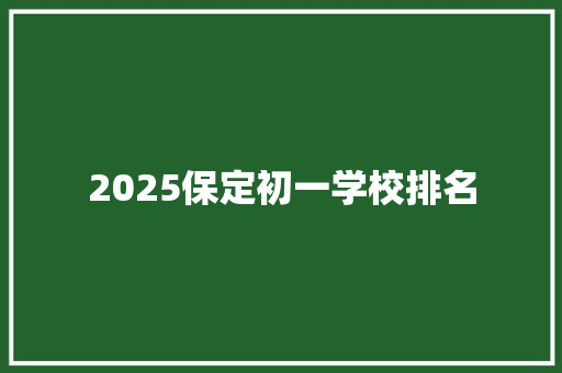 2025保定初一学校排名