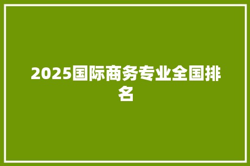 2025国际商务专业全国排名