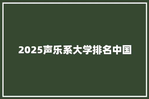 2025声乐系大学排名中国