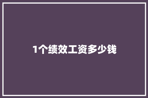 1个绩效工资多少钱