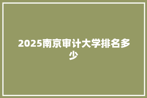 2025南京审计大学排名多少
