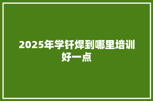 2025年学钎焊到哪里培训好一点