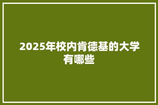 2025年校内肯德基的大学有哪些