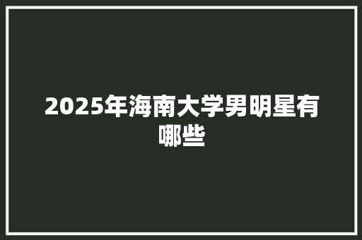 2025年海南大学男明星有哪些