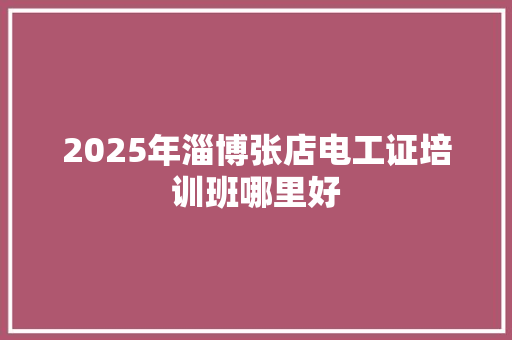 2025年淄博张店电工证培训班哪里好