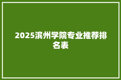 2025滨州学院专业推荐排名表