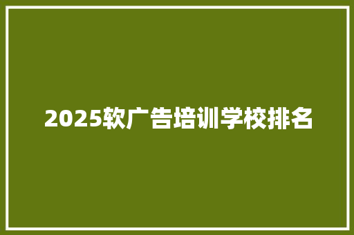 2025软广告培训学校排名