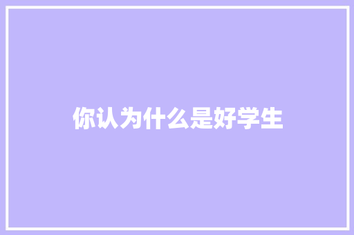你认为什么是好学生