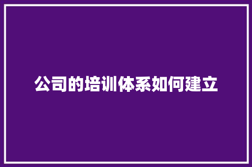 公司的培训体系如何建立