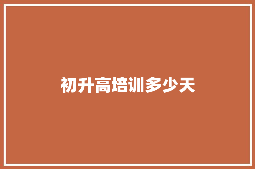 初升高培训多少天