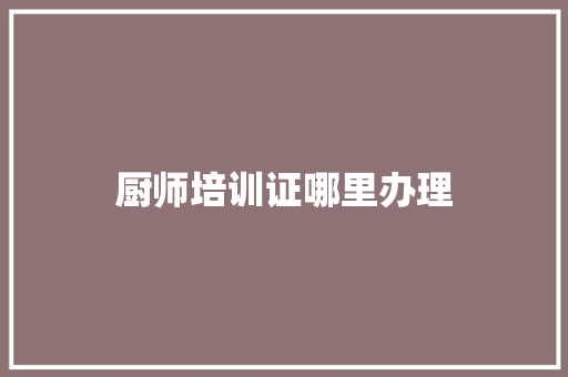 厨师培训证哪里办理