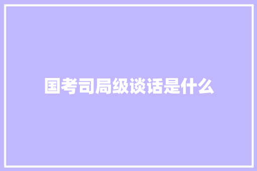 国考司局级谈话是什么