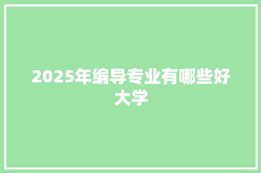 2025年编导专业有哪些好大学 汉字拼音