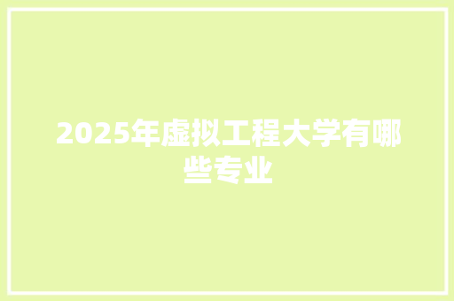 2025年虚拟工程大学有哪些专业