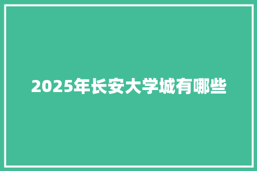 2025年长安大学城有哪些