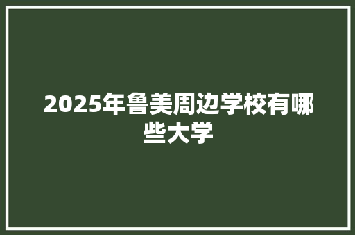 2025年鲁美周边学校有哪些大学