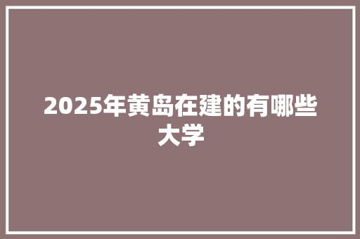 2025年黄岛在建的有哪些大学