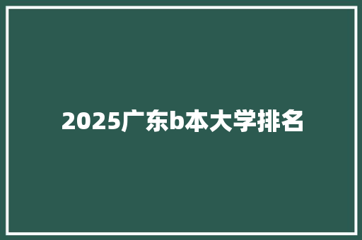 2025广东b本大学排名