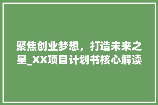 聚焦创业梦想，打造未来之星_XX项目计划书核心解读