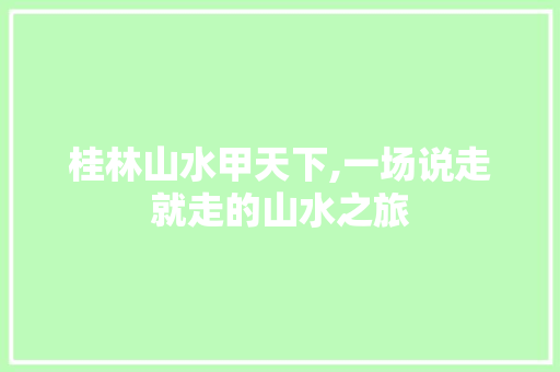 桂林山水甲天下,一场说走就走的山水之旅
