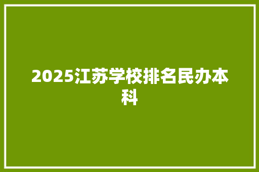 2025江苏学校排名民办本科