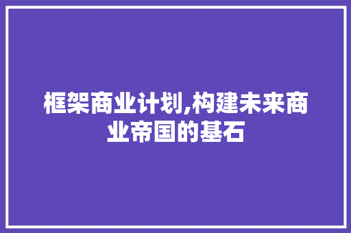 框架商业计划,构建未来商业帝国的基石