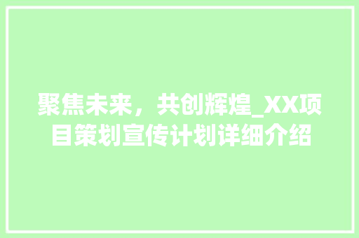 聚焦未来，共创辉煌_XX项目策划宣传计划详细介绍
