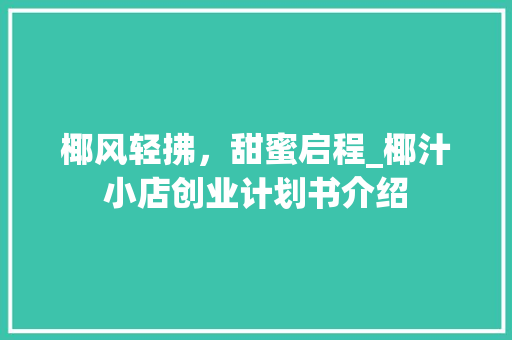 椰风轻拂，甜蜜启程_椰汁小店创业计划书介绍