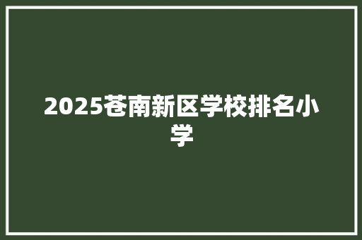 2025苍南新区学校排名小学