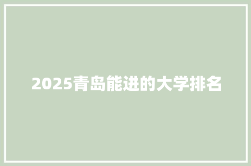2025青岛能进的大学排名