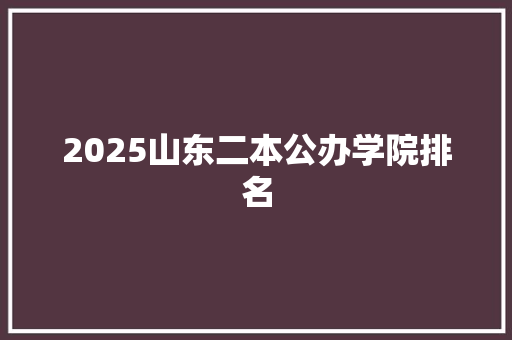 2025山东二本公办学院排名