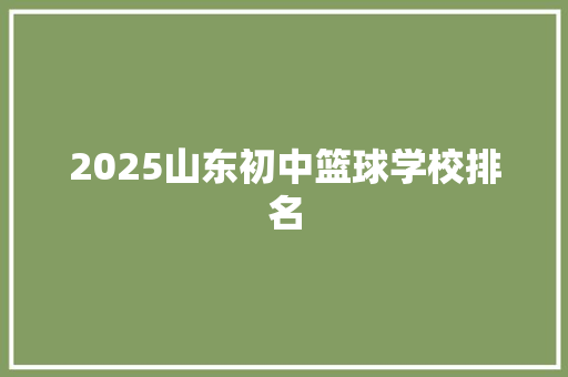2025山东初中篮球学校排名