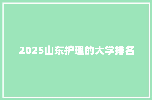 2025山东护理的大学排名