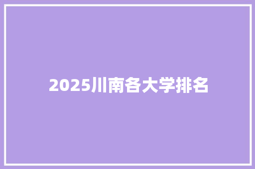 2025川南各大学排名