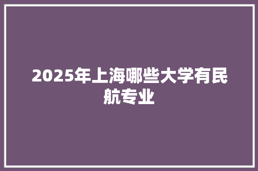 2025年上海哪些大学有民航专业
