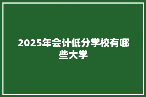 2025年会计低分学校有哪些大学