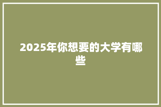 2025年你想要的大学有哪些 问答