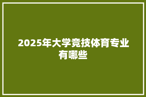 2025年大学竞技体育专业有哪些