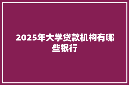 2025年大学贷款机构有哪些银行