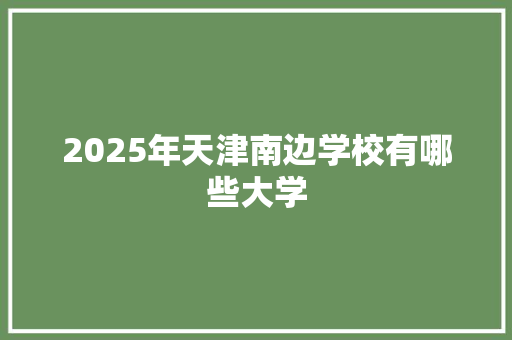 2025年天津南边学校有哪些大学