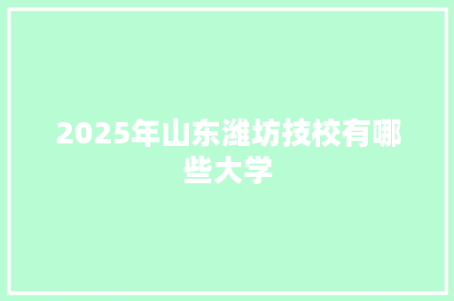 2025年山东潍坊技校有哪些大学