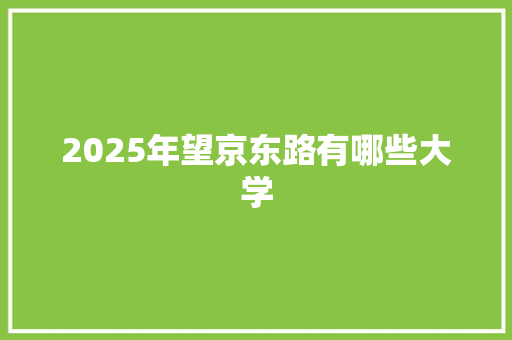 2025年望京东路有哪些大学