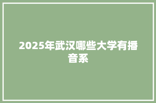 2025年武汉哪些大学有播音系