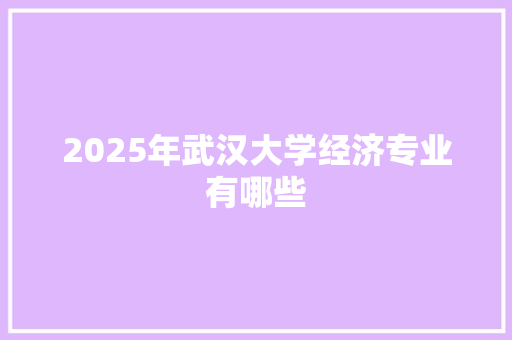 2025年武汉大学经济专业有哪些