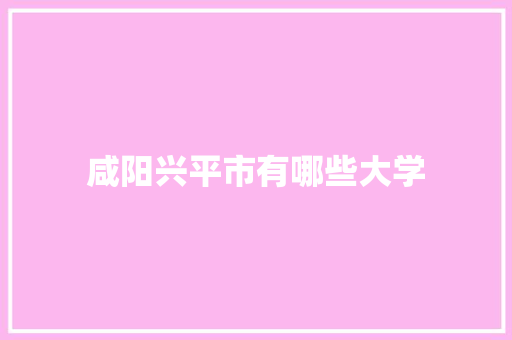 咸阳兴平市有哪些大学