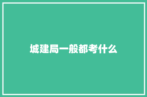 城建局一般都考什么