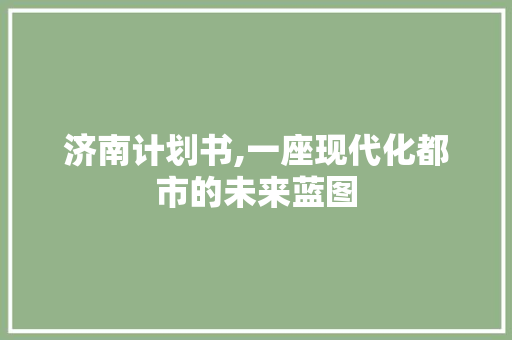 济南计划书,一座现代化都市的未来蓝图