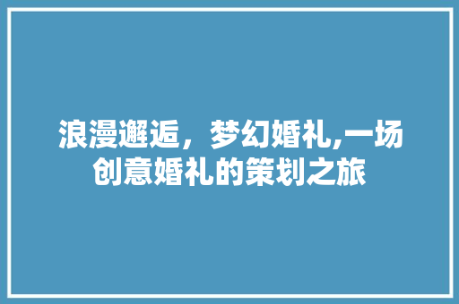 浪漫邂逅，梦幻婚礼,一场创意婚礼的策划之旅
